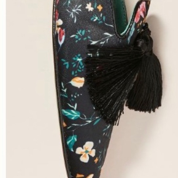 Anthropologie Floral Tasseled Slides size 36 New - Picture 6 of 8